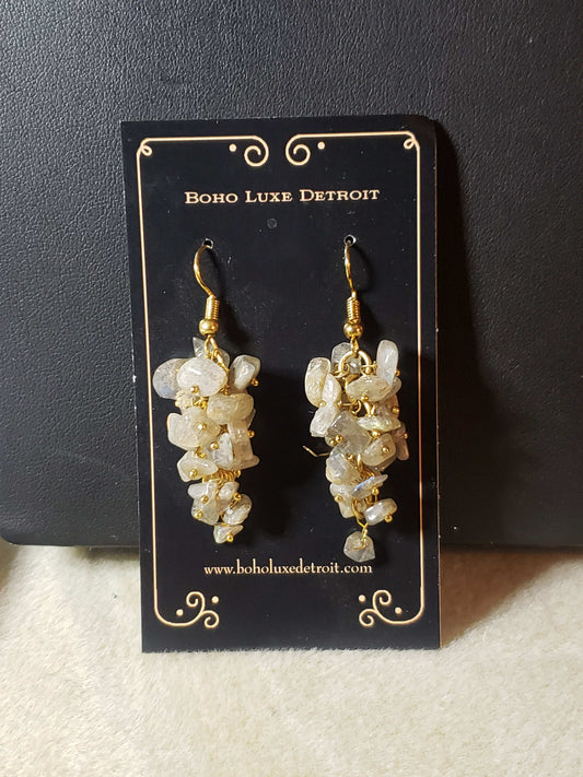 Labradorite Crystal Cluster Earrings