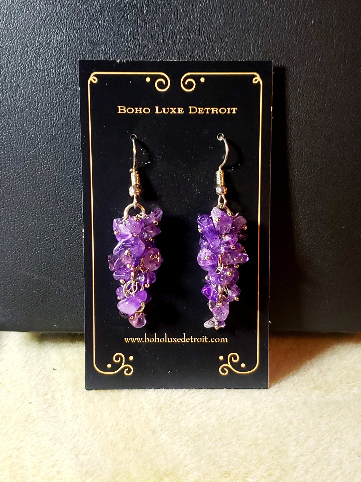 Amethyst Crystal Cluster Earrings