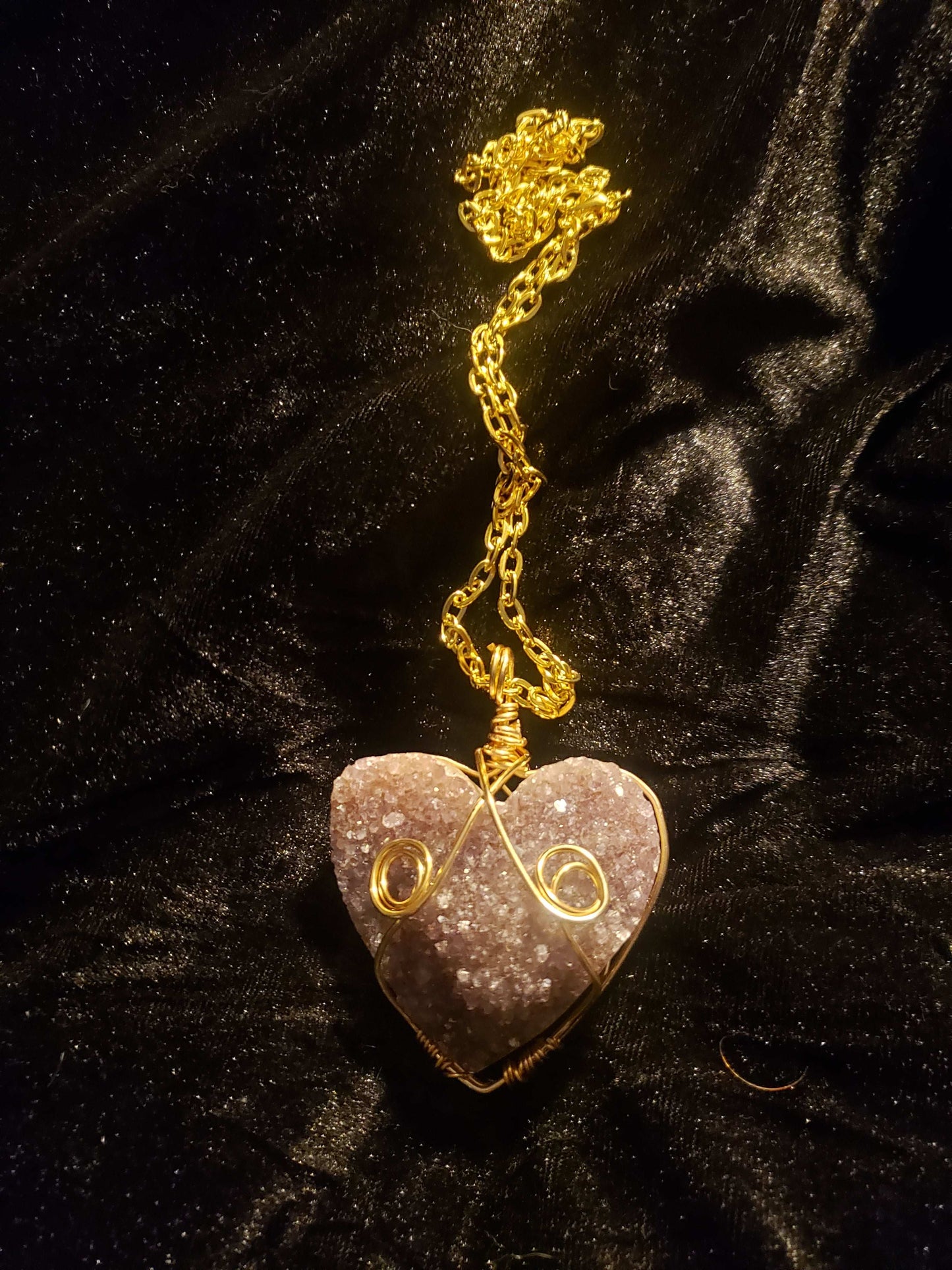 Amethyst Crystal Heart Necklace