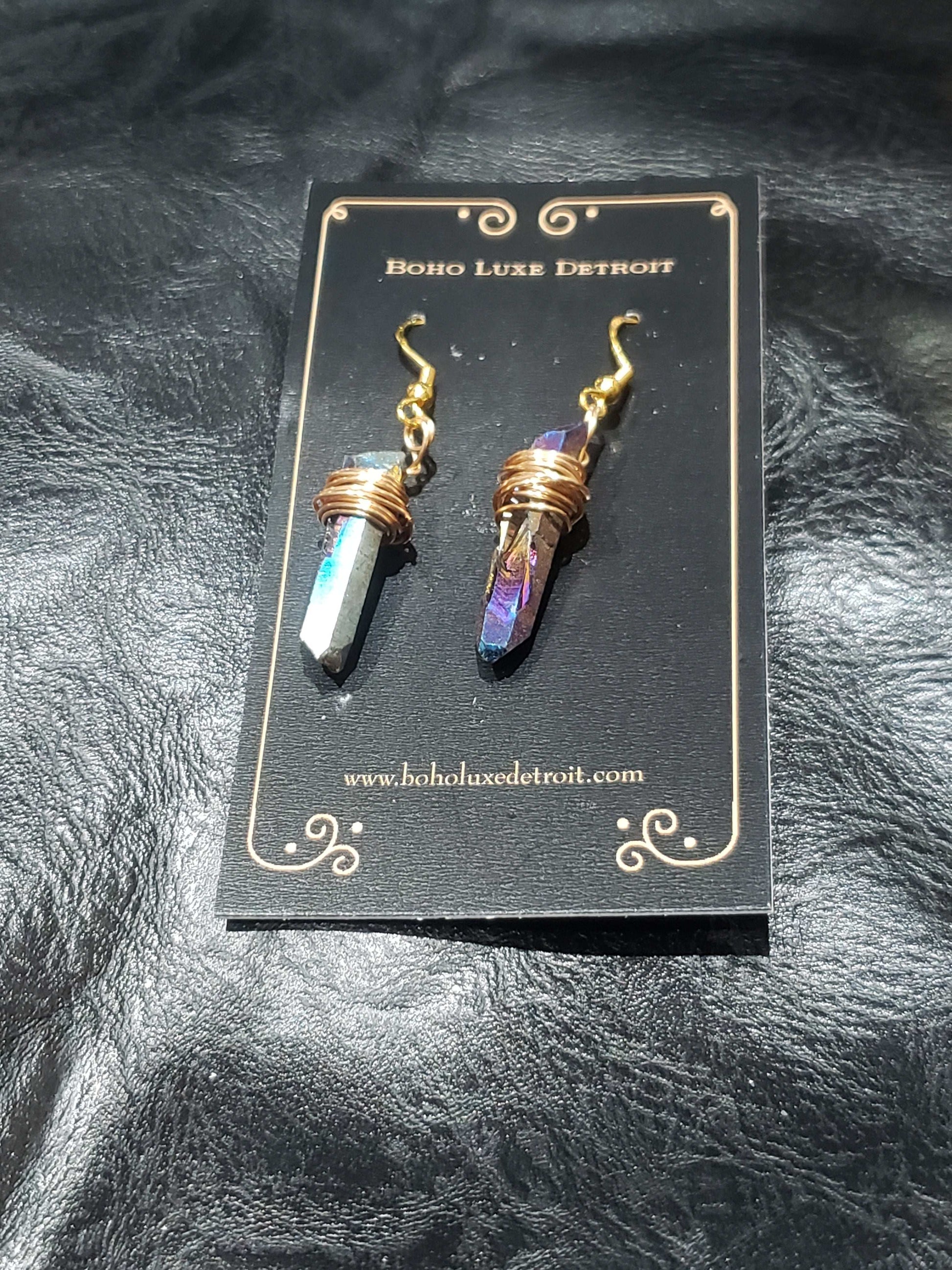 Titanium Quartz Crystal Earrings