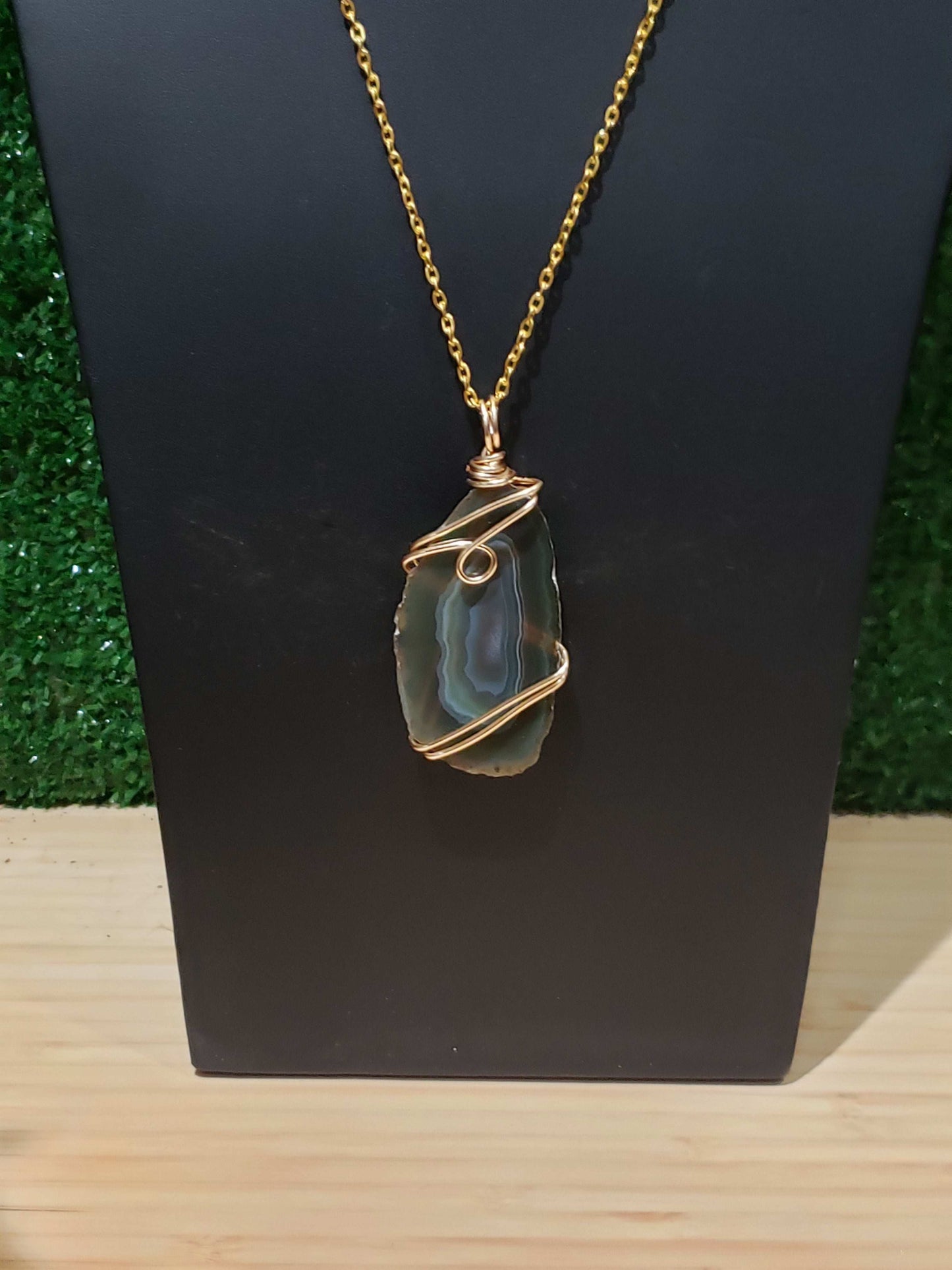 Agate Slice Wire Wrapped Necklace