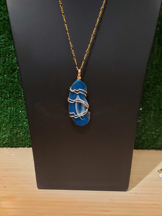 Agate Slice Wire Wrapped Necklace