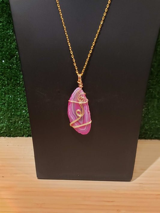 Agate Slice Wire Wrapped Necklace