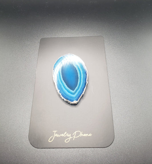 FREEFORM SILVER PLATED BLUE  AGATE PHONE GRIP