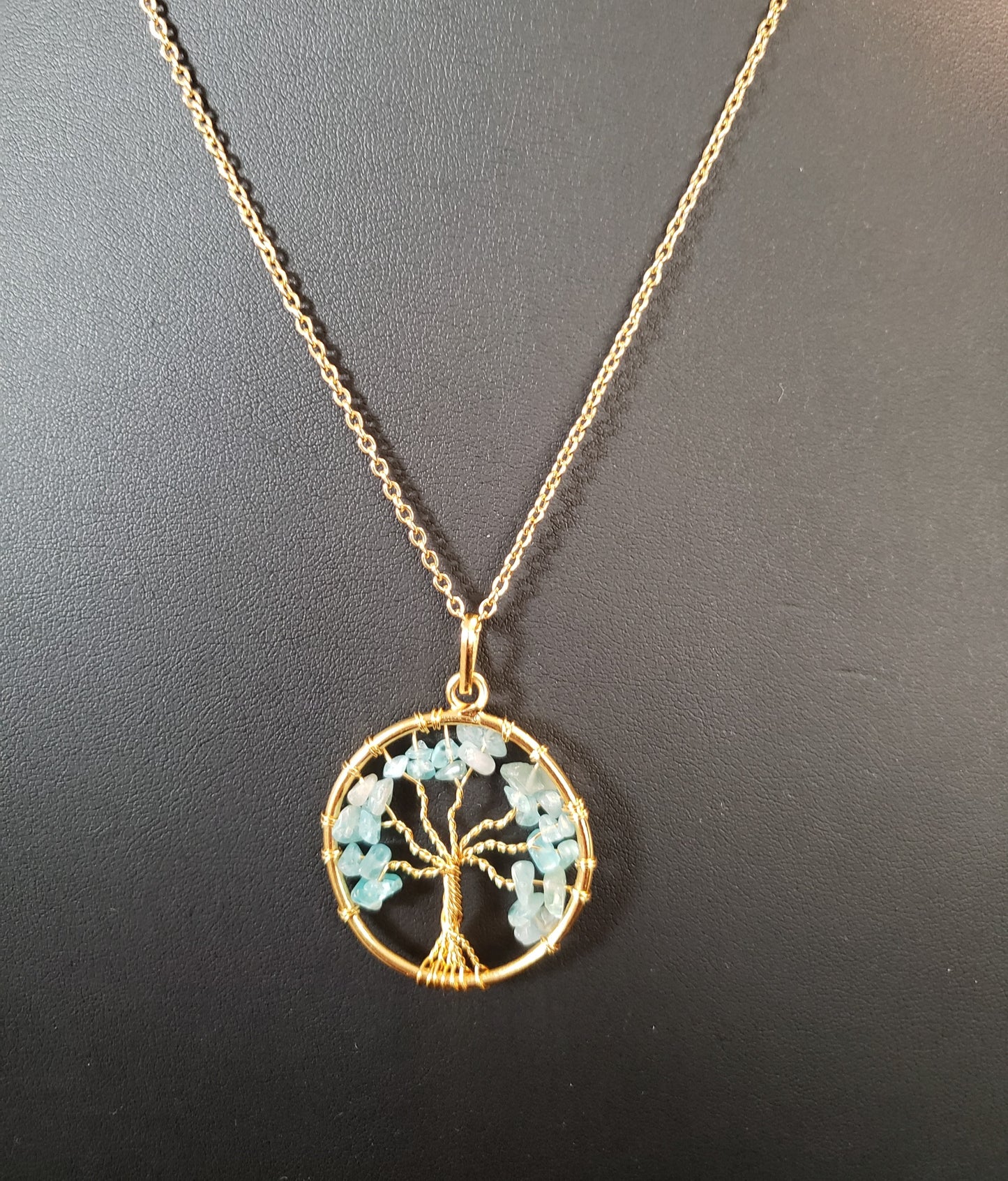 BLUE FLORITE  TREE OF LIFE NECKLACE