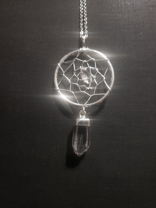 Dream Catcher Necklace Crystal Quartz