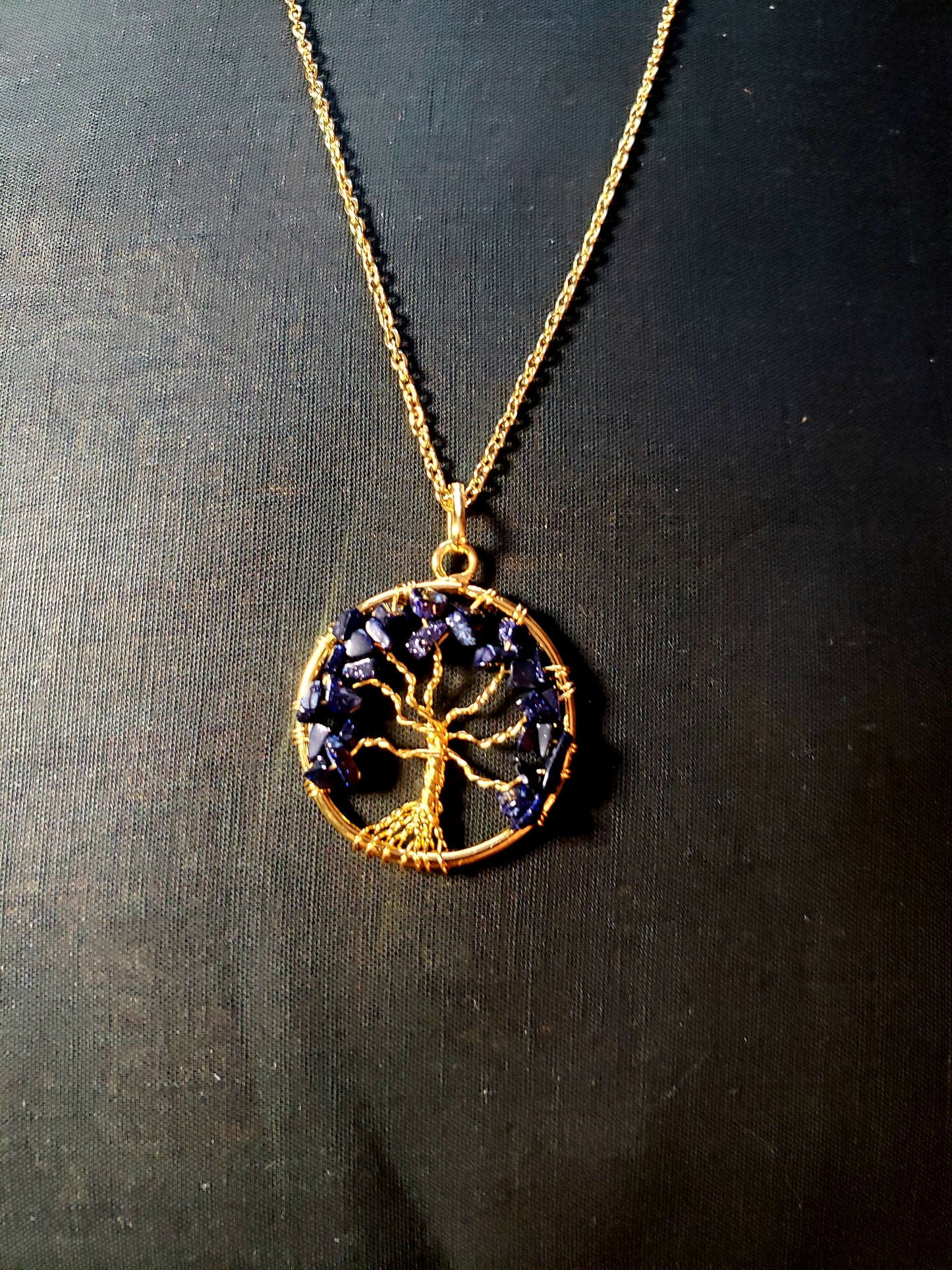 BLUE GOLDSTONE TREE OF LIFE NECKLACE